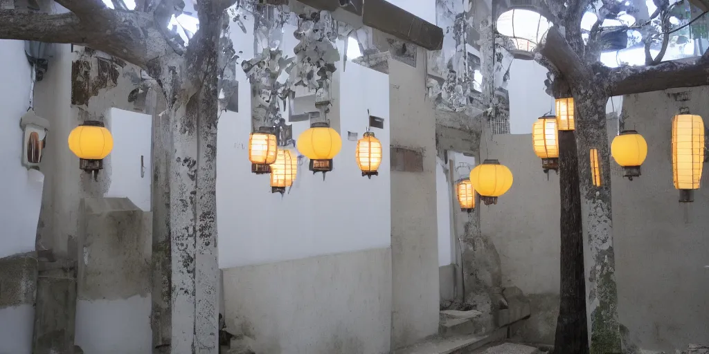 Image similar to japanese mosque, there are a few lanterns