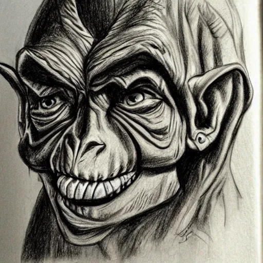 Image similar to drawing, sketch, goblin