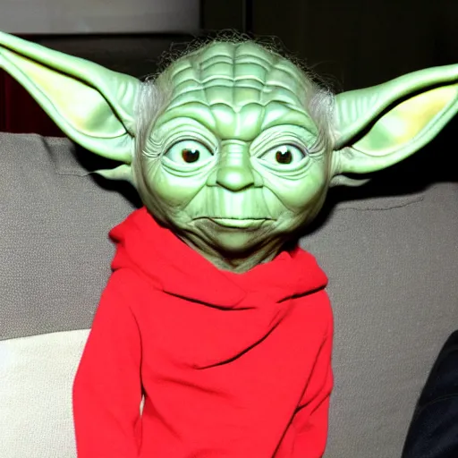 Prompt: oh no! yoda has lost his ears. how silly does he look
