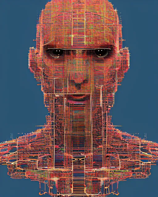 Image similar to a glitch art full body character portrait of cyborg wizard trending on artstation deviantart pinterest detailed realistic hd 8 k high resolution