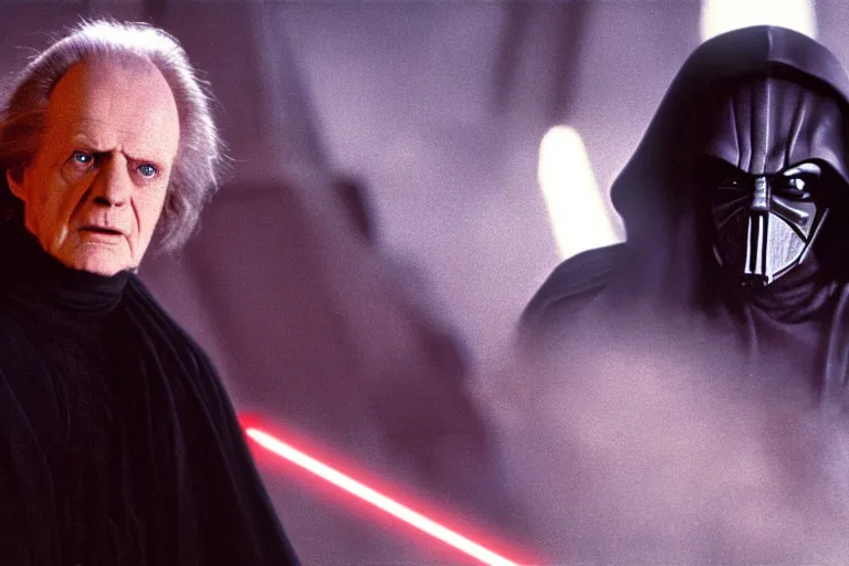 Prompt: (a cinematic still from return of the jedi!!), palpatine, masterpiece