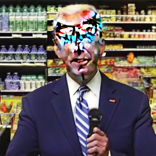 Image similar to joe biden at the grocery store surveillance footage