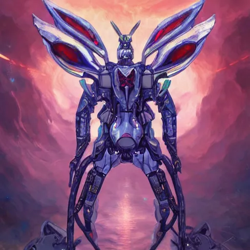 Prompt: A cyborg Sylveon as the ultimate tyrant emperor of the universe. Realistic sci-fi concept. Trending on ArtStation. A vibrant digital oil painting. A highly detailed fantasy character illustration by Wayne Reynolds and Charles Monet and Gustave Dore and Carl Critchlow and Bram Sels