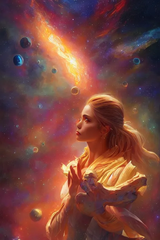 Image similar to beautiful oil painting with high detail of a wise Space ent made of stars and plasma; art direction by James Cameron ;by artgerm; wayne reynolds art station; cinematic quality character render; low angle; ultra high quality model; production quality cinema model;