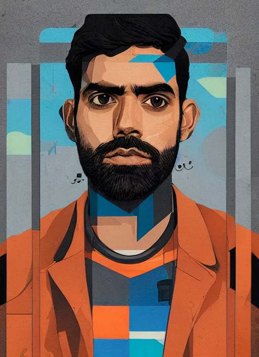 Image similar to symmetry!! portrait of rahul kohli, by sachin teng, organic, cables, matte painting, geometric shapes, hard edges! graffiti, street art