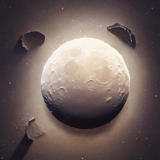 Prompt: the moon made of cheese, an ambient occlusion render by james paick, featured on polycount, space art, made of cheese, behance hd, uhd image