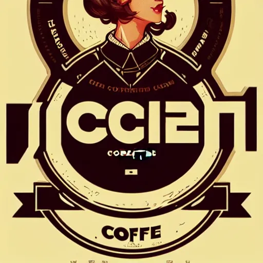 Image similar to concept art design illustration, logo, coffee, 1 6 colors, logo, ink drawing, art by jc leyendecker and sachin teng