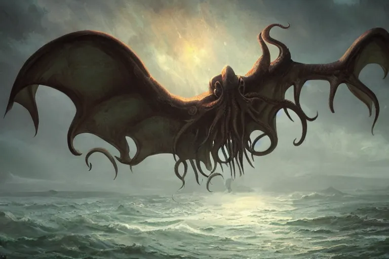 cthulhu rising from the sea, digital art, magic the | Stable Diffusion