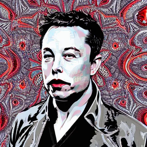 Image similar to Fractal intricate painting of Elon Musk