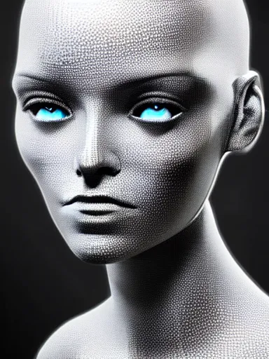 Image similar to a gorgeous concept art drawing of a female cybernetic mannequin, soft lighting, realistic, smooth face, 8 k high definition, insanely detailed, intricate, elegant, trending on artstation, vaporwave synthwave 1 9 8 0 s sci - fi art style. influenced by chris fodd and chris moore and vincent di fate