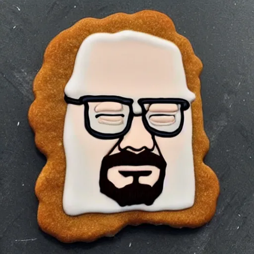 Image similar to hyperrealistic photo of walter white as a cookie,