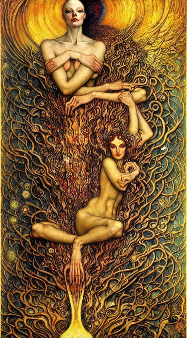 Image similar to Divine Chaos Engine by Karol Bak, Jean Delville, William Blake, Gustav Klimt, and Vincent Van Gogh, symbolist, visionary