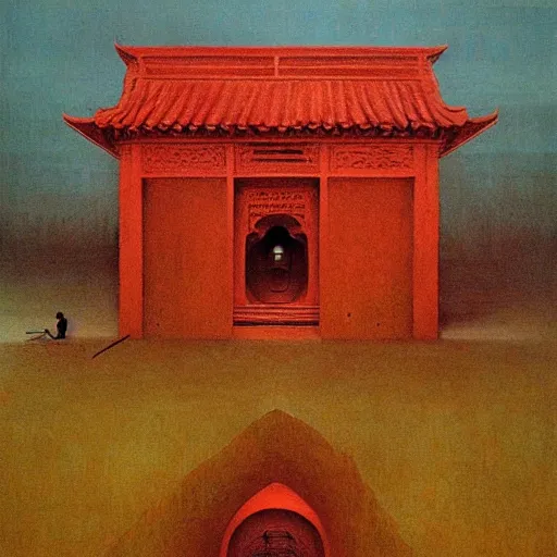 Image similar to dream of the red chamber by Beksinski