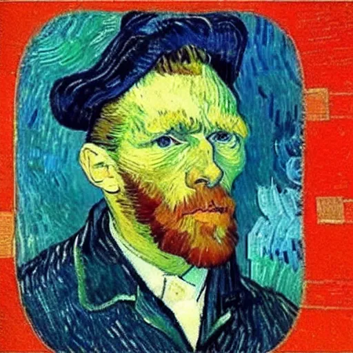 Prompt: van gogh accidentally takes a selfie,