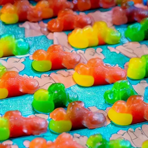 Image similar to capybaras gummy candy, close up