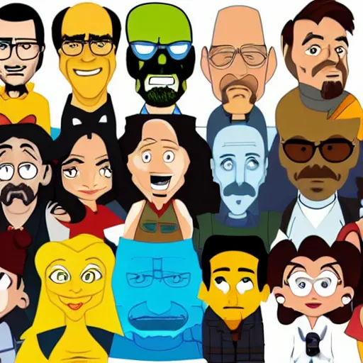 Prompt: cast of breaking bad as disney cartoon characters 4 k