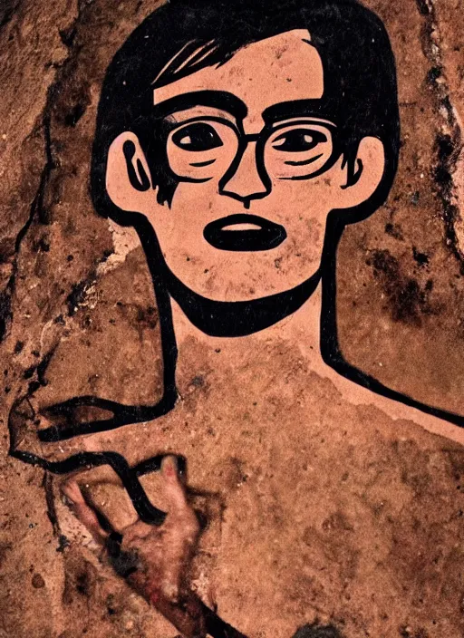 Image similar to a cave painting of filthy frank