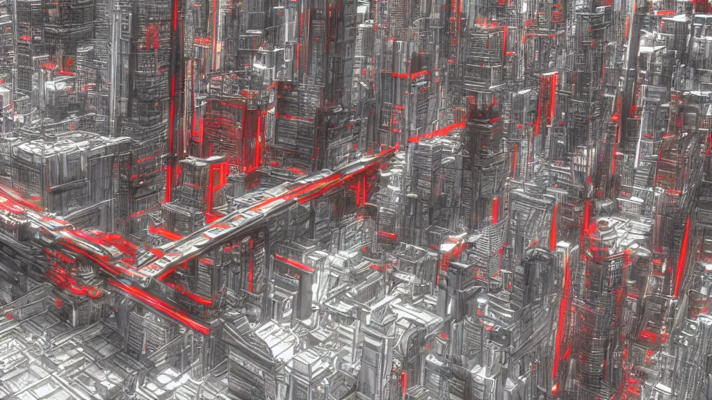 Prompt: a metropolis red shift render.