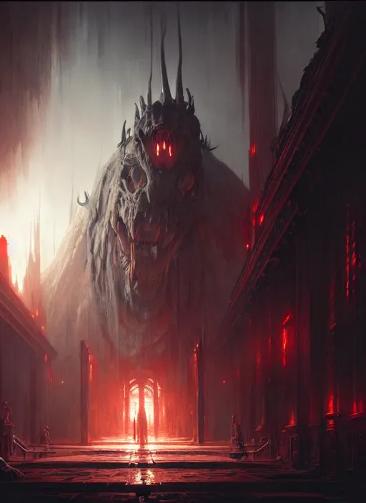 Image similar to masterpiece concept art, maltrelovence the ancient demon, greg rutkowski, 8 k, intricate detail, cinematic lighting