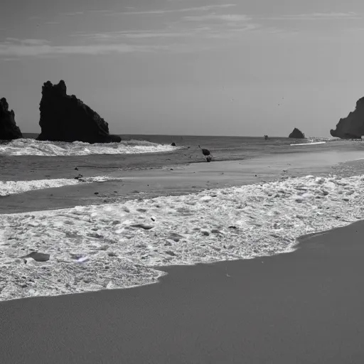 Prompt: a candid portrait of the mysterious island of sand on a beach