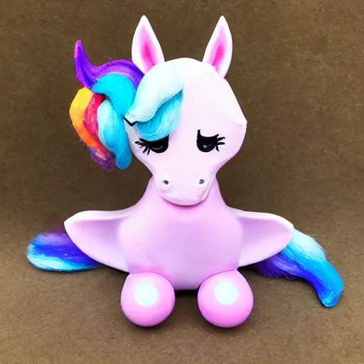 Prompt: a happy unicorn, push doll, 8k, realistic