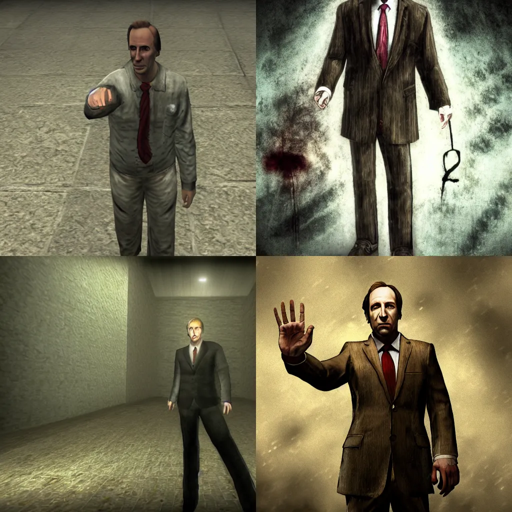 Prompt: Saul Goodman in silent hill, game screenshot