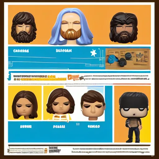 Image similar to jesus funko pop, infographic, toy blueprint