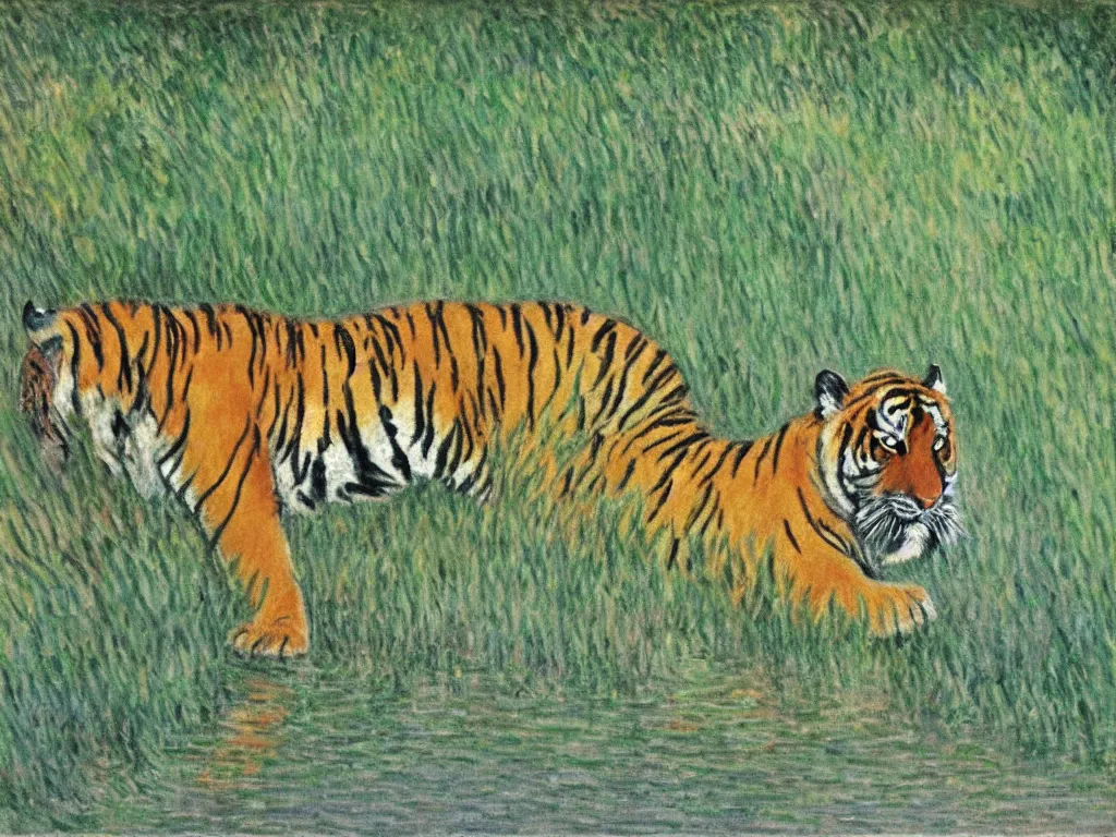 Prompt: a tiger drawn by monet