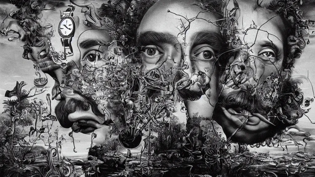 Image similar to the newest masterpiece of salvador dali and dan hillier, it is called ; time doesn't exist