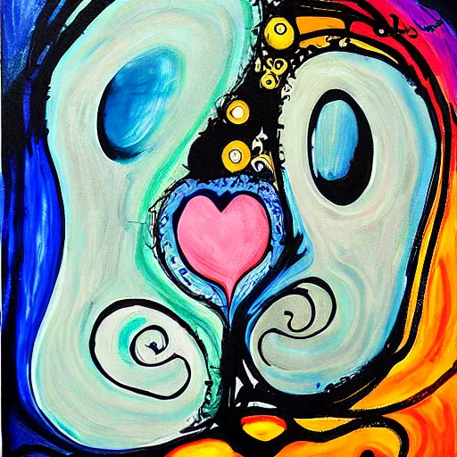 Image similar to abstract painting of love by tim burton