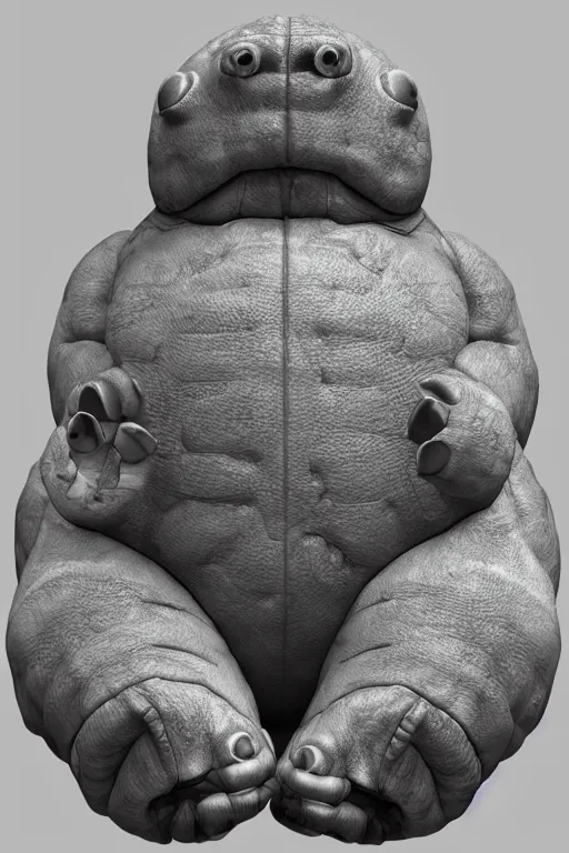 Prompt: anthropomorphic tardigrade, high detail, symmetrical, anatomically accurate, octane render,