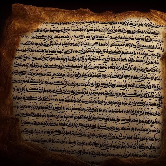 Prompt: ultra - realistic disconcerting photo of a partially damaged dead sea scroll with nabeatean aramaic in sideways columns, dark, brooding, volume lighting, atmospheric lighting, painted, intricate, ultra detailed, well composed, best on artstation, cgsociety, epic, stunning, gorgeous, intricate detail, wow, masterpiece