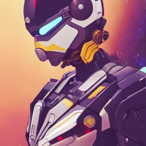 Image similar to a portrait of a stunning beautiful elite emma stone gundam pilot, with an intricate, detailed, urban inspired hiphop afro futuristic helmet, vector behance hd jesper ejsing, rhads, makoto shinkai, lois van baarle, ilya kuvshinov, rossdraws, hd, 3 2 k, ilya kuvshinov, gustav klimt