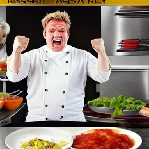 Prompt: obese gordon ramsey shouting and screaming