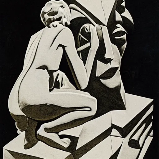 Prompt: illustration of a sculpture by polish sculptor stanisław szukalski