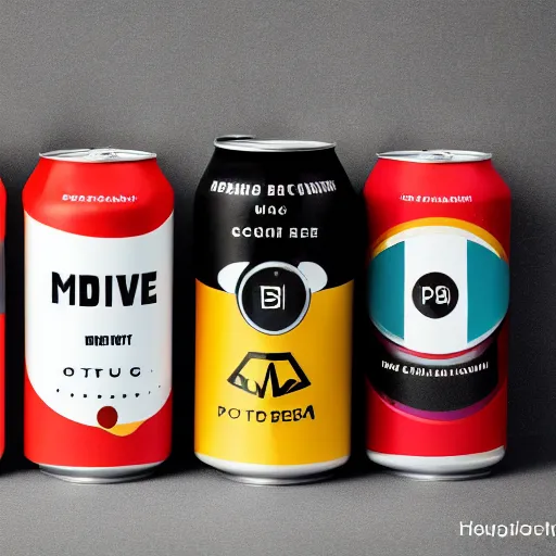 Prompt: postmodern minimalist ironic beer can design, product photography, studio lighting