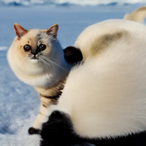 Prompt: photo of a cat and harp seal hybrid