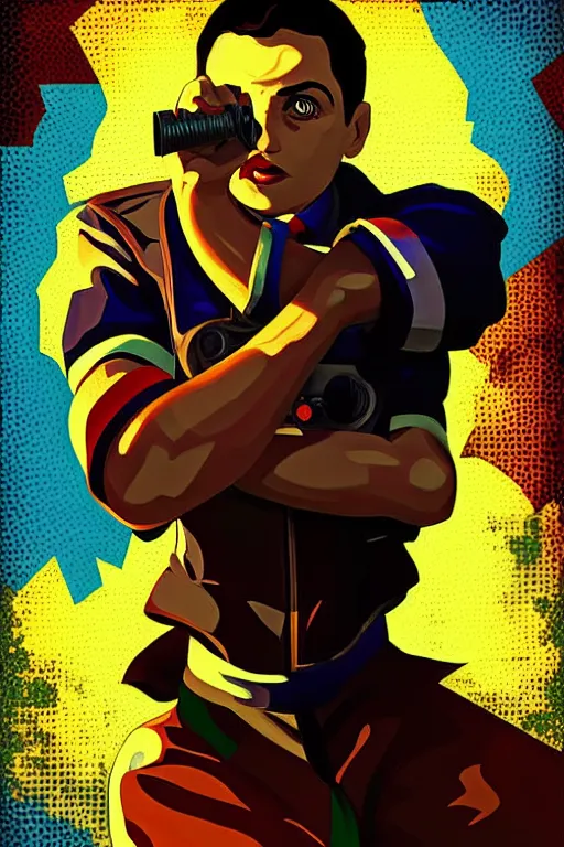 Prompt: palestine boy angry. pop art, pixel, bioshock art style, dynamic composition, face features, body features, ultra realistic art, digital painting, concept art, smooth, sharp focus, illustration, intricate, without duplication, elegant, confident posse, art by artgerm and richard hamilton and mimmo rottela, kirokaze and paul robertson