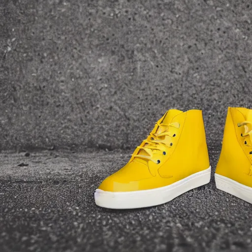 Image similar to yellow sneaker shoe full of holes that is made from Swiss cheese