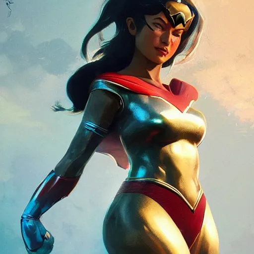 Prompt: darna superhero, beautiful, smooth details, in the style by bosslogic and greg rutkowski, highly detailed, trending in artstation