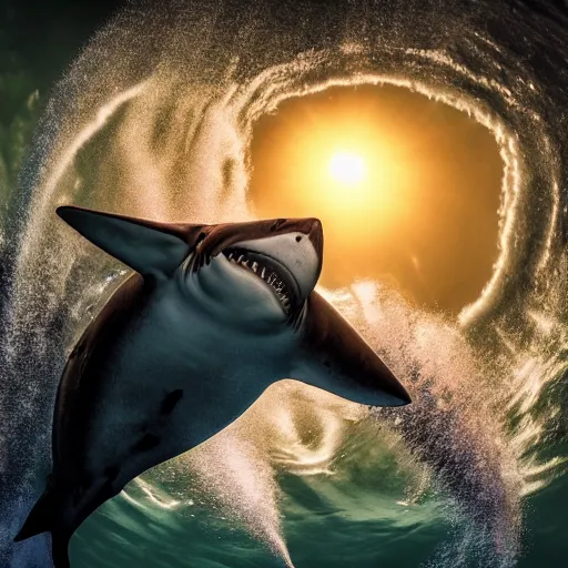 Image similar to the last selfie by a scooba diver moments before being eaten by a gigantic megalodon shark, ultra detailed, hyper realistic, volumetric lighting, 2 0 mm lens
