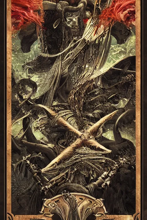 Prompt: damnation, trending on cgsociety, 4 k digital art, intricately defined, complexly detailed, mannerism, [ tarot card ]!!!!!