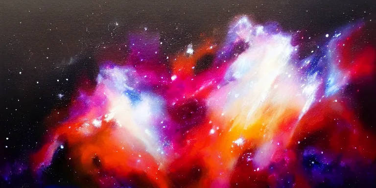 Image similar to a beautiful dramatic abstract acrylic high contrast painting with splotches on a white background of geometric shaped nebula by viktoria lapteva trending on artstation