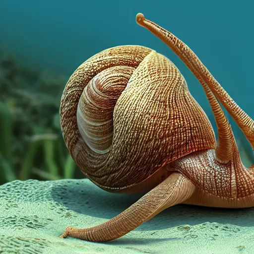 Prompt: snail in a swinsuit, digital art, high quality render