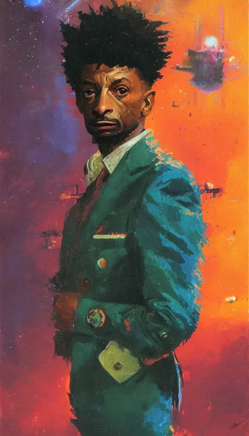 Prompt: portrait of 2 1 savage, by paul lehr,