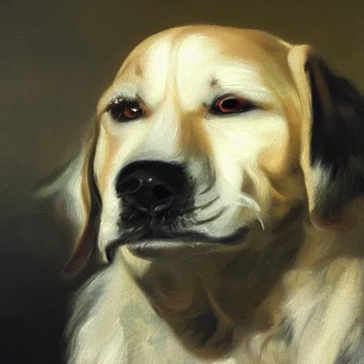 Image similar to an oil painting of dog general in the style of Rubens