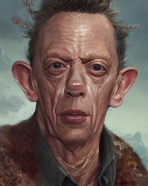 Image similar to don knotts, half man half fish, lovechild don knotts and fish, don knotts and fish hybrid, fantasy character portrait, ultra realistic, concept art, intricate details, highly detailed by greg rutkowski, gaston bussiere, craig mullins, simon bisley