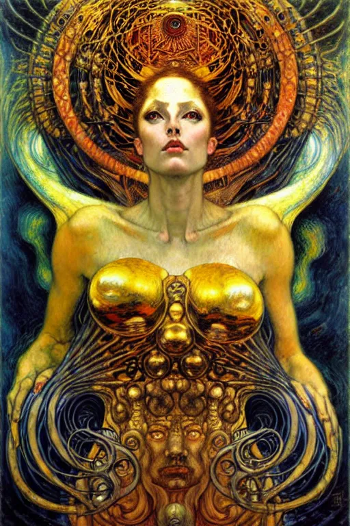 Image similar to Divine Chaos Engine by Karol Bak, Jean Delville, William Blake, Gustav Klimt, and Vincent Van Gogh, symbolist, visionary