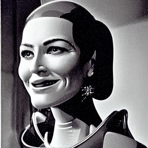 Prompt: kodak film portrait of the first lady robot, hd image