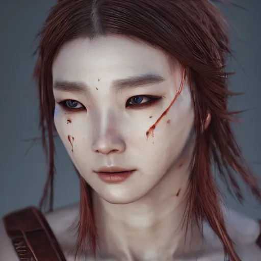 Image similar to a beautiful woman warrior, by sangsoo jeong, by siwoo kim, grim expression, unreal engine, octane rendering, 8 k, closeup headshot, smooth, trending on artstation, digital illustration, brown hair